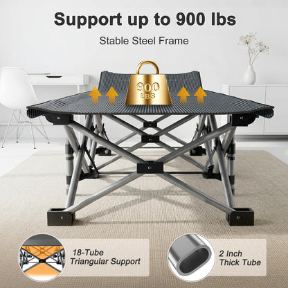 ABORON XXL Camping Cot for Adults, Oversized 78"×32" Folding Camping Bed, 900LBS Heavy Duty Outdoor Sleeping Cot with Mattress Pad, 1200D Oxford, Portable with Carry Bag