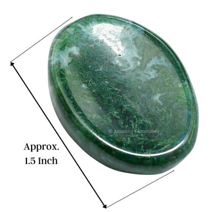 Amazing Gemstone Moss Agate Worry Stone Crystals and Healing Stones - Worry Stones for Stress Relief Gifts - Piedra Crystal Fidget for Meditation, Calming, Relaxation