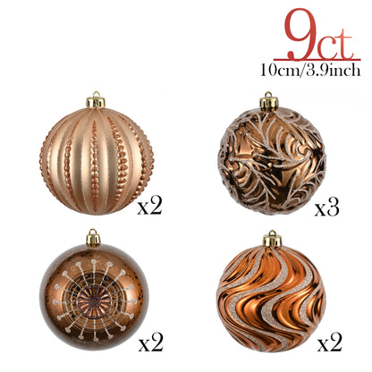 Valery Madelyn Luxurious Copper Gold Christmas Ball Ornaments, Shatterproof Christmas Tree Ornaments for Xmas Decoration (2 Items Bundle
