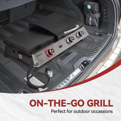 Royal Gourmet PD1305H 3 Burner Propane Gas Grill and Griddle Combo with Lid, 3-in-1 Grill Griddle Combo with 29,000 BTUs Output for Outdoor Cooking, 364 Sq. In. Cooking Area, Silver & Black