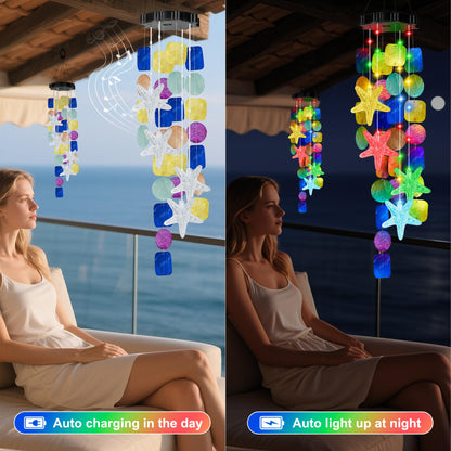 (New) Solar Wind Chime for Outside, Solar Hanging Wind Chime Lights for Holiday Garden Yard Window, Shell Lights Gift for Grandma Mom Women Wife Grils - Multicolor