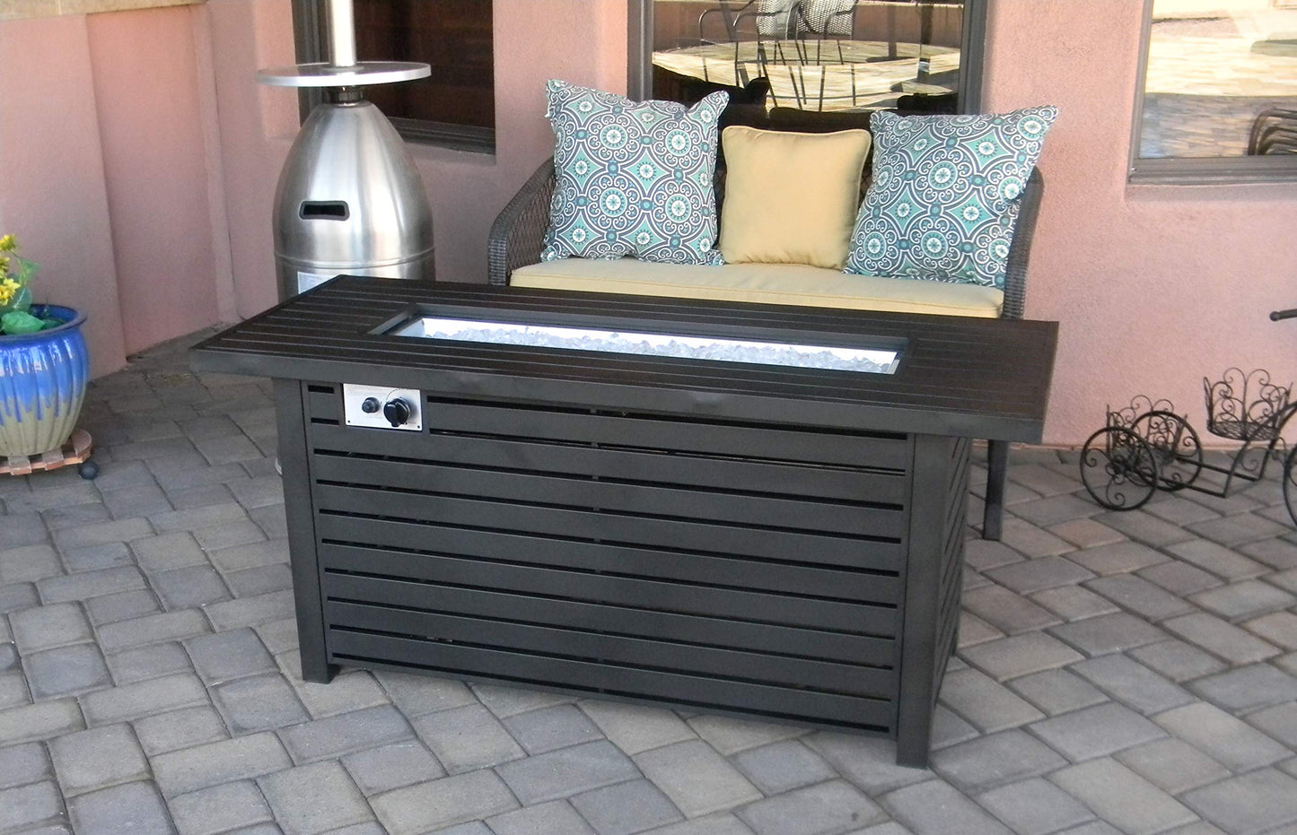 Hiland AFP-RT Propane 50,000 BTU Fire Pit, Retangular, Matte Black