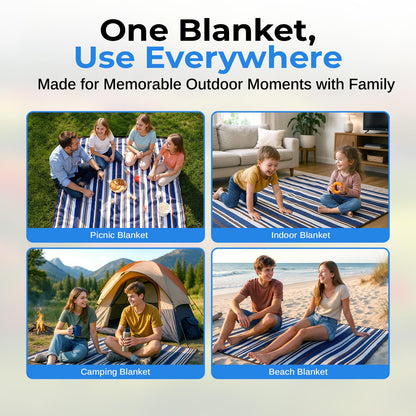 scuddles Extra Large Picnic Blanket – 60" x 80" Waterproof Outdoor Mat with Soft Dual-Layer Comfort, Foldable Travel Rug for Beach, Camping, Lawn, Parks & Family Picnics