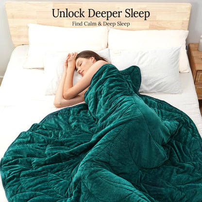 Kaisa Weighted Blanket for Adults (10 lbs, 60" x 78"), Soft Heavy Blanket Machine Washable, Queen Size Weighted Blankets with Glass Beads for Stress Relief and Sleep Promotion,Green