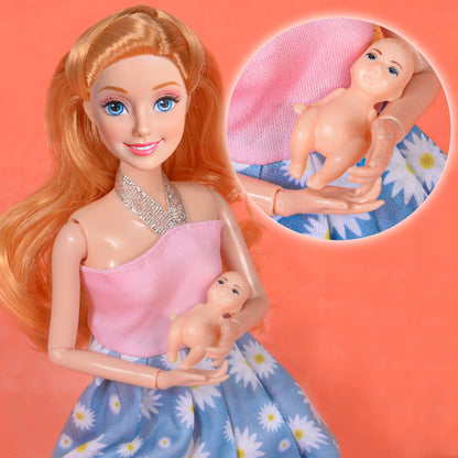 dollbie 3-Pack 11.5 inch Pregnant Dolls - Fashion Dolls with Interchangeable Pregnant and Normal Bellies - Includes 3 Dolls, 3 Dresses, 3 Babies