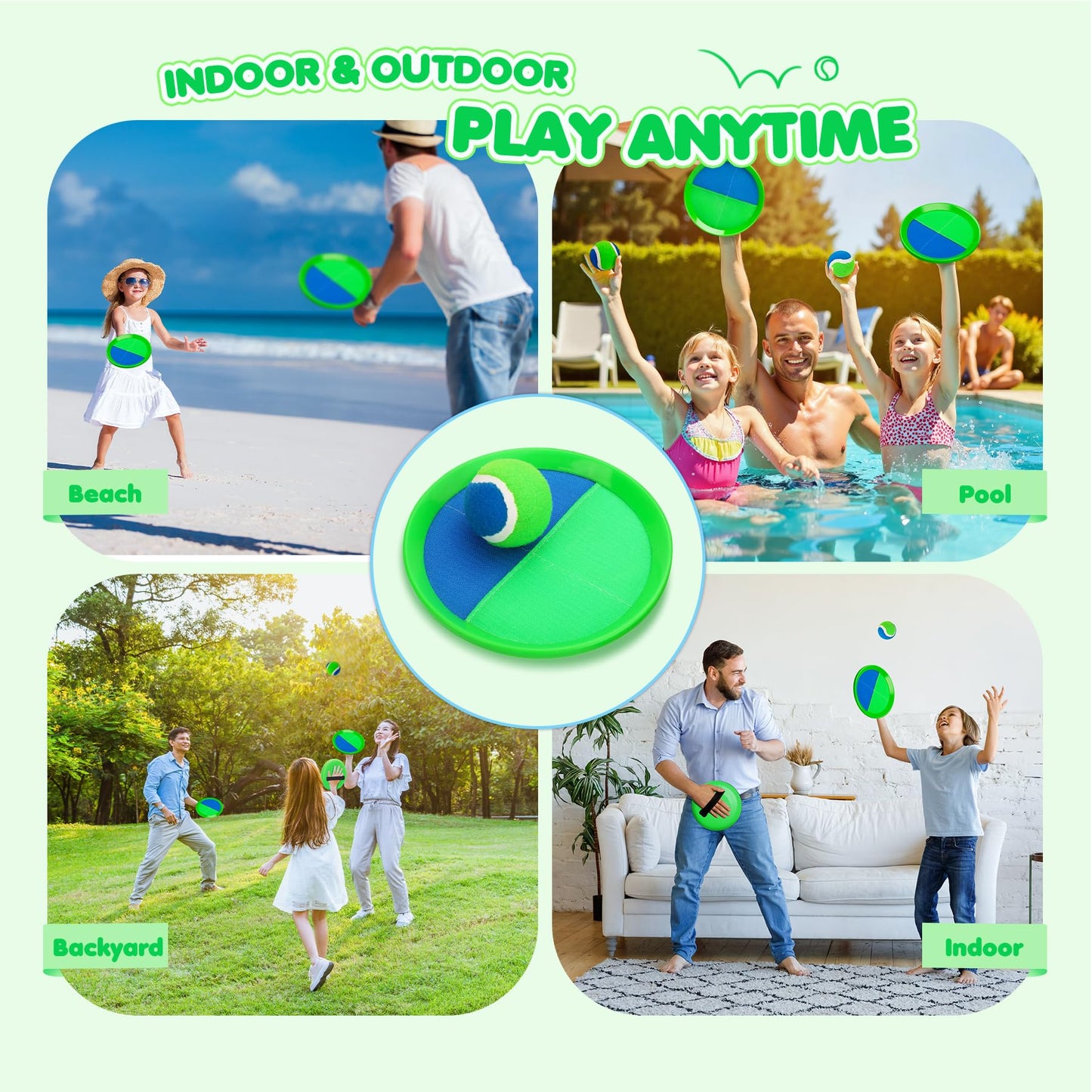 Toss and Catch Ball Set Upgraded - Kids Toys Beach Toys Baseball Games - Sturdy & Water-Resistant Great for Outdoor Pool Yard Games - Classic Gift for Boys Girls 3 4 5 6 7 8 9 10 11 12+ Years Old