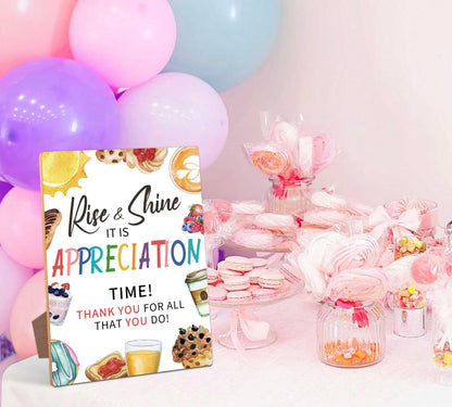 Breakfast Appreciation Sign, Rise and Shine Appreciation Decor, Appreciation Week Gift Table Decor, Employee Appreciation Sign Gift Pastor Teacher Doctor Retirement, Thank You Party Decoration