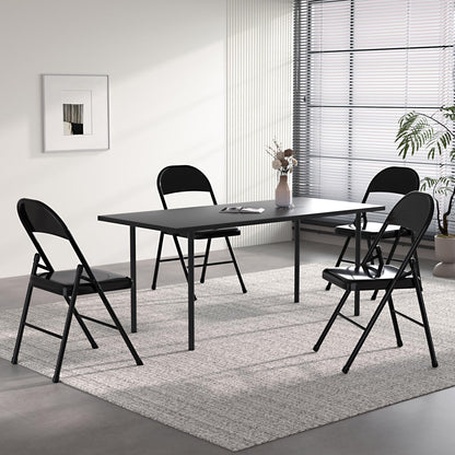 VECELO Metal Folding Chairs 4 Pack, Double Hinged Steel Frame Easy Foldable&Stackable for Office Kitchen Dinning Wedding Patio and Garden