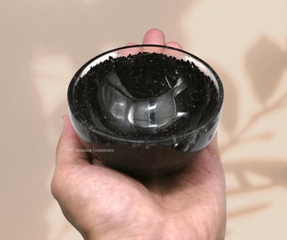 Amazing Gemstone Black Tourmaline Orgonite Orgone Crystal Gemstone Bowl - 3" Orgonite Black Tourmaline Crystal Bowl for Meditation, Crystals and Healing Stones Gift and Protection