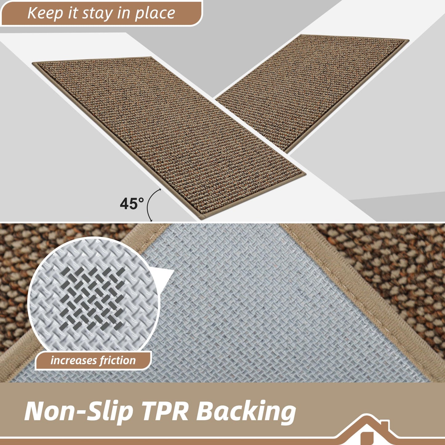 BEQHAUSE Dirt Trapper Door Mat 24" x 36", Non-Slip Washable Doormats Entrance Mat, Dirt Resistant and Absorbent Welcome Mat, Low Profile Floor Mats for Front Back Door and Entryway, Beige