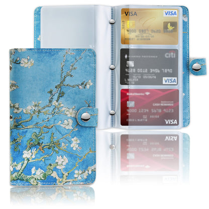 lizimandu Business Card Holder Book, Business Card Book Case PU Leather Organization Binder Name ID Card Holder for Men & Women, Up to 96 Cards Capacity(1-Peach Blossom)
