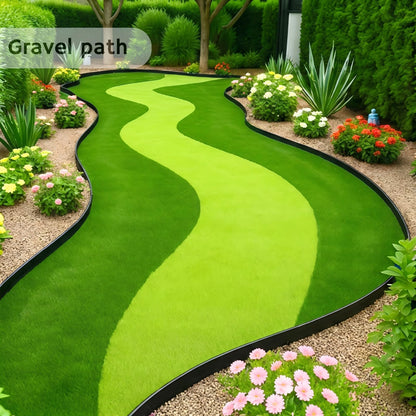 Bluepro Landscape Edging, 4 Inch 33 ft Garden Edging Border Kit with 50 Steel Stakes (Strong) & Reinforced Design - Tall Plastic Lawn Barrier for Flower Beds, Walkways & Yard