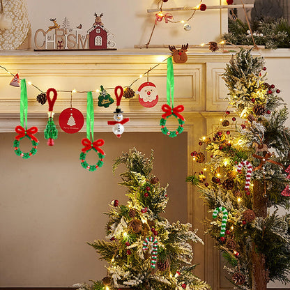 Hifunwu 45 Sets Christmas Beads Ornament Kit, Christmas Crafts with Pipe Cleaners to Make Snowman Christmas Tree Wreath Candy Cane Lollipop