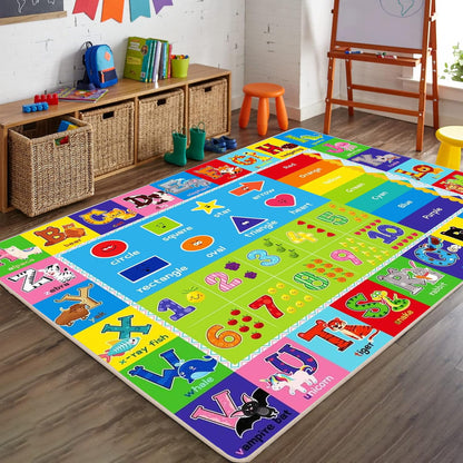 ABC Play Carpet for Kids – Extra Large Preschool Rug with ABCs, Numbers, Animals, and Colors for Playroom & Classroom - (78.7X59 Inches)