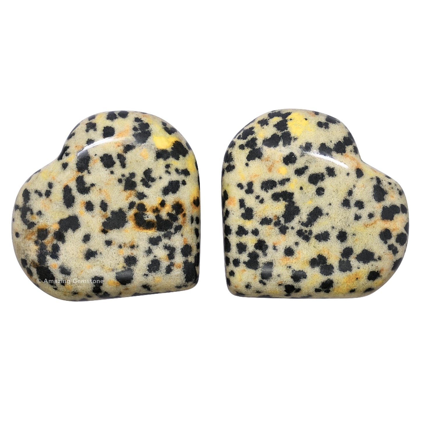 Amazing Gemstone Dalmatian Jasper Stone Heart - Pack of 2 Crystal Heart Stones Rocks - Corazones De Piedra Crystals and Healing Stones Heart Shaped Crystal - Stocking Stuffers Gifts