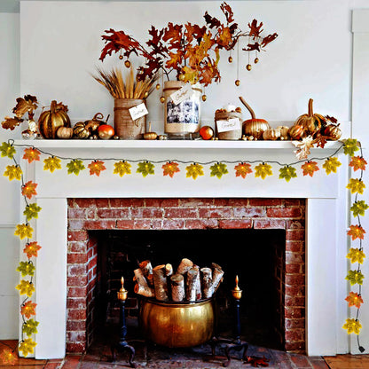 SUNSGNE 13.6FT Fall Lights Thanksgiving String Lights, 35LED Orange Yellow Green Maple Leaf String Lights for Thanksgiving Autumn Halloween Party Indoor Bedroom Home Decor