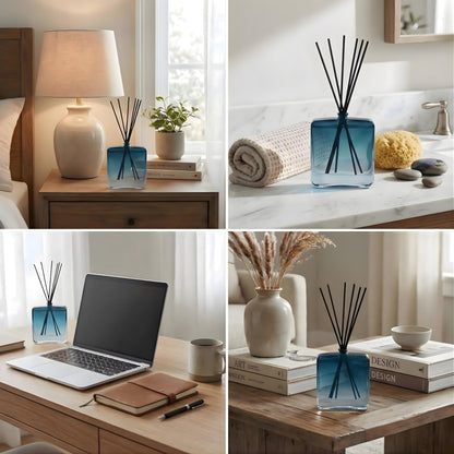 Reed Diffuser Set for Home Fragrance – 100ml Summer Sea Breeze Aromatherapy Diffuser with Reed Sticks, Long Lasting Flameless Fragrance for Bedroom, Bathroom & Living Room, Decorative Glass Bottle
