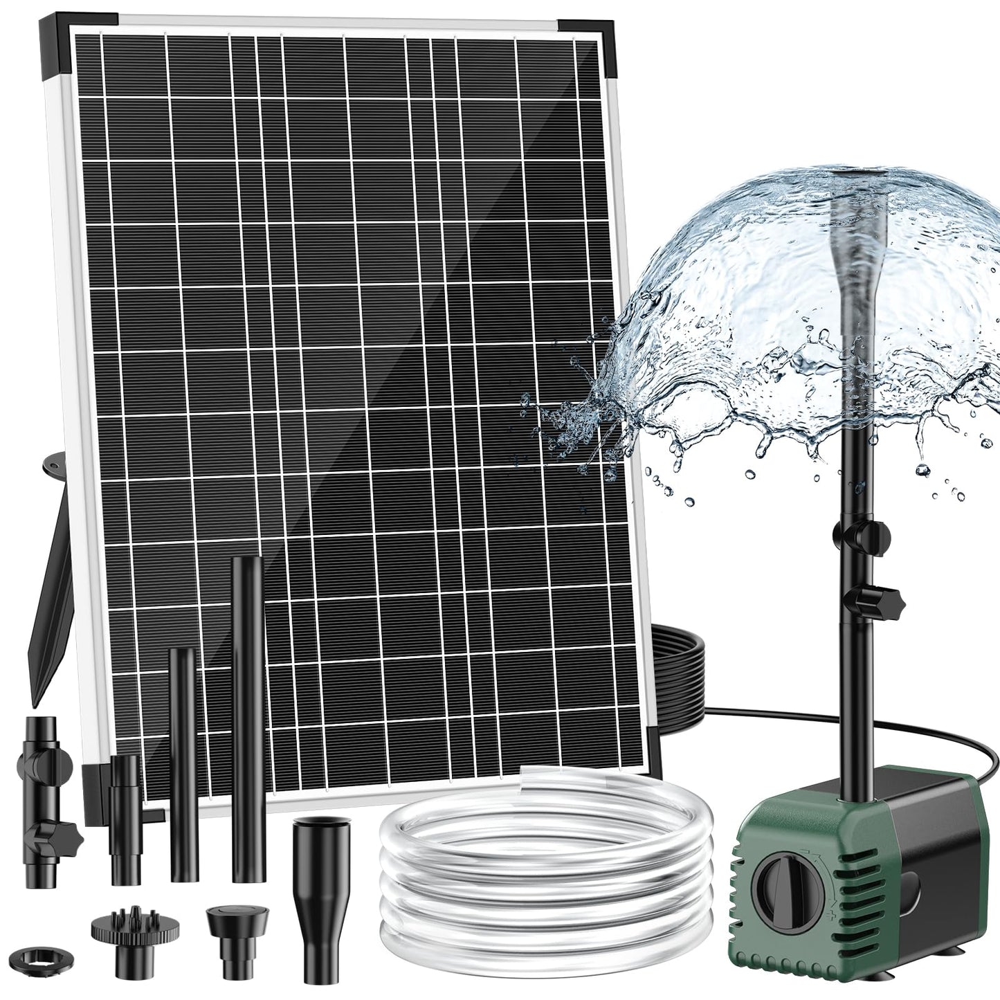 NFESOLAR 20W Solar Fountain Pump, 160GPH Solar Powered Water Pump with Adjustable Flow, Solar Pond Pump with 16.4FT Cord & Tubing for Pond, Waterfall, Garden, Bird Bath & Outdoor Water Features