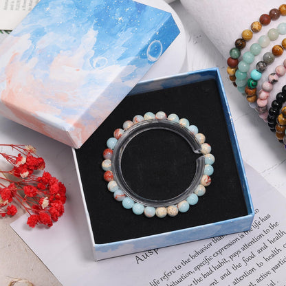 720pcs 6mm Natural Round Stone Beads Gemstone Crystal Loose Beads Smooth Bead for Bracelet Necklace Earring Jewelry Making Kit