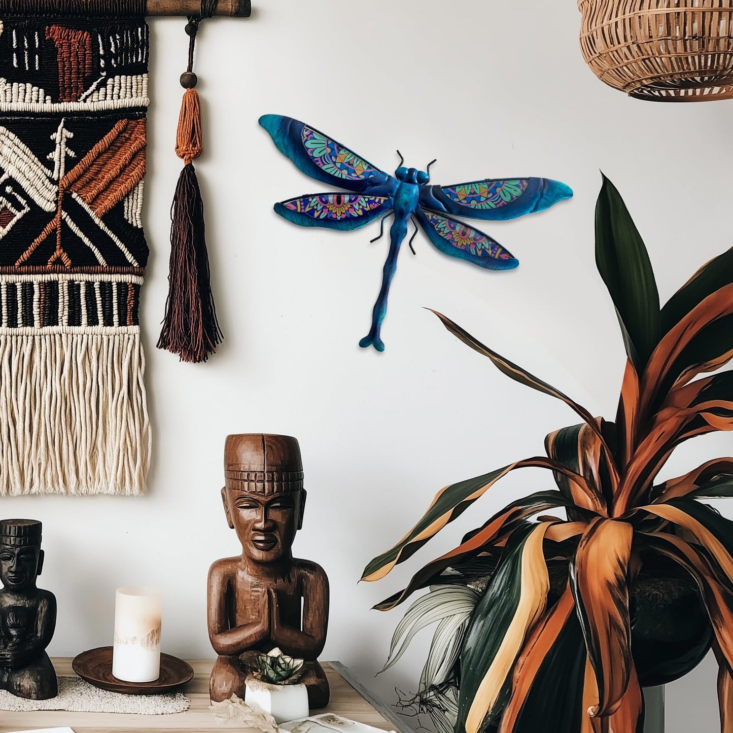 LIFFY Metal Dragonfly Wall Decor Handmade - Outdoor Metal Wall Art Decor for Patio Garden Fence Living Room, Bedroom, Dragonfly Gifts