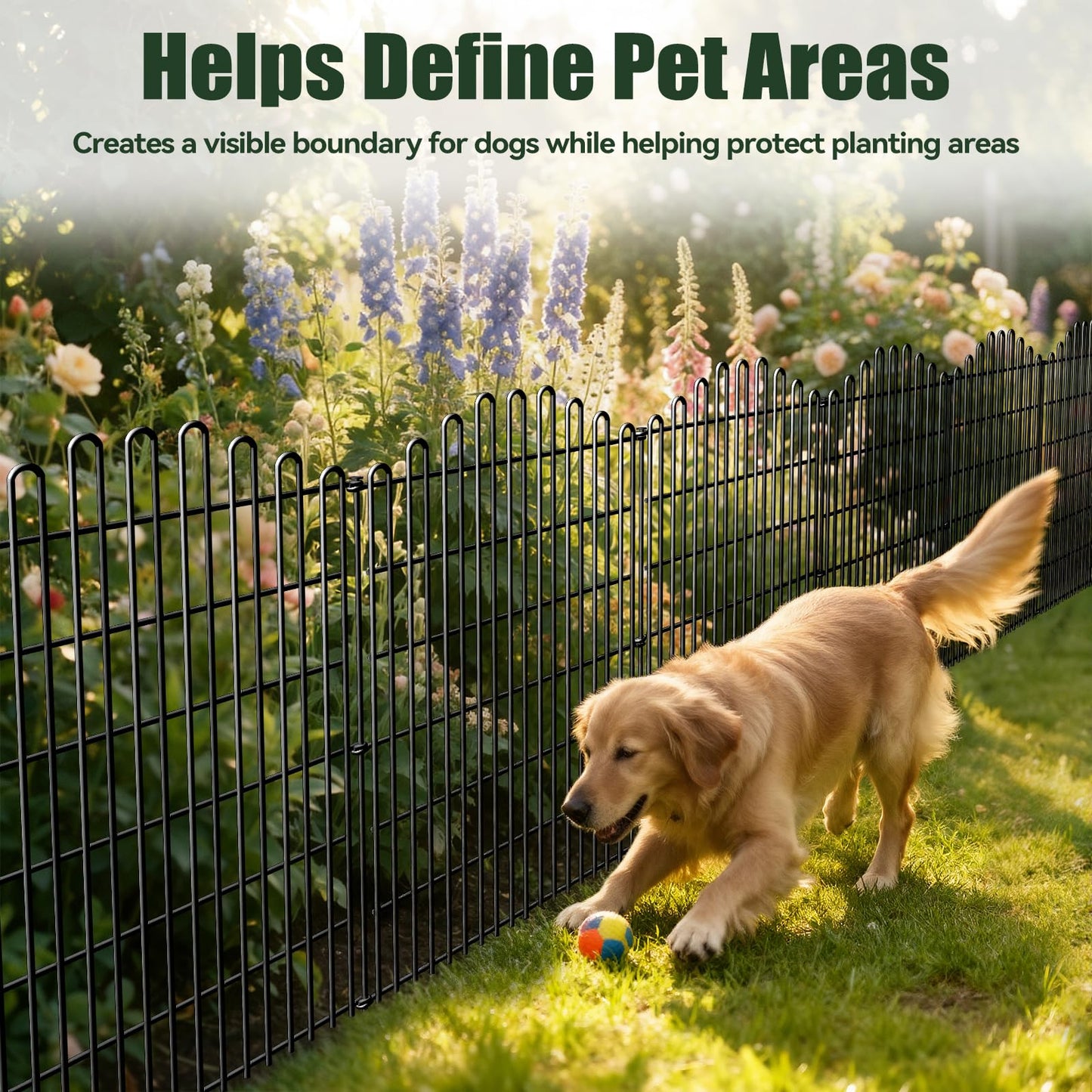 10 Panels No Dig Decorative Garden Fence, 33in H x 23.6ft L Animal Barrier Fencing, Rustproof Dog Fence Outdoor for Yard, Metal Wire Panel Border, Classic Arched-Top Panels for Patio, Flower Bed