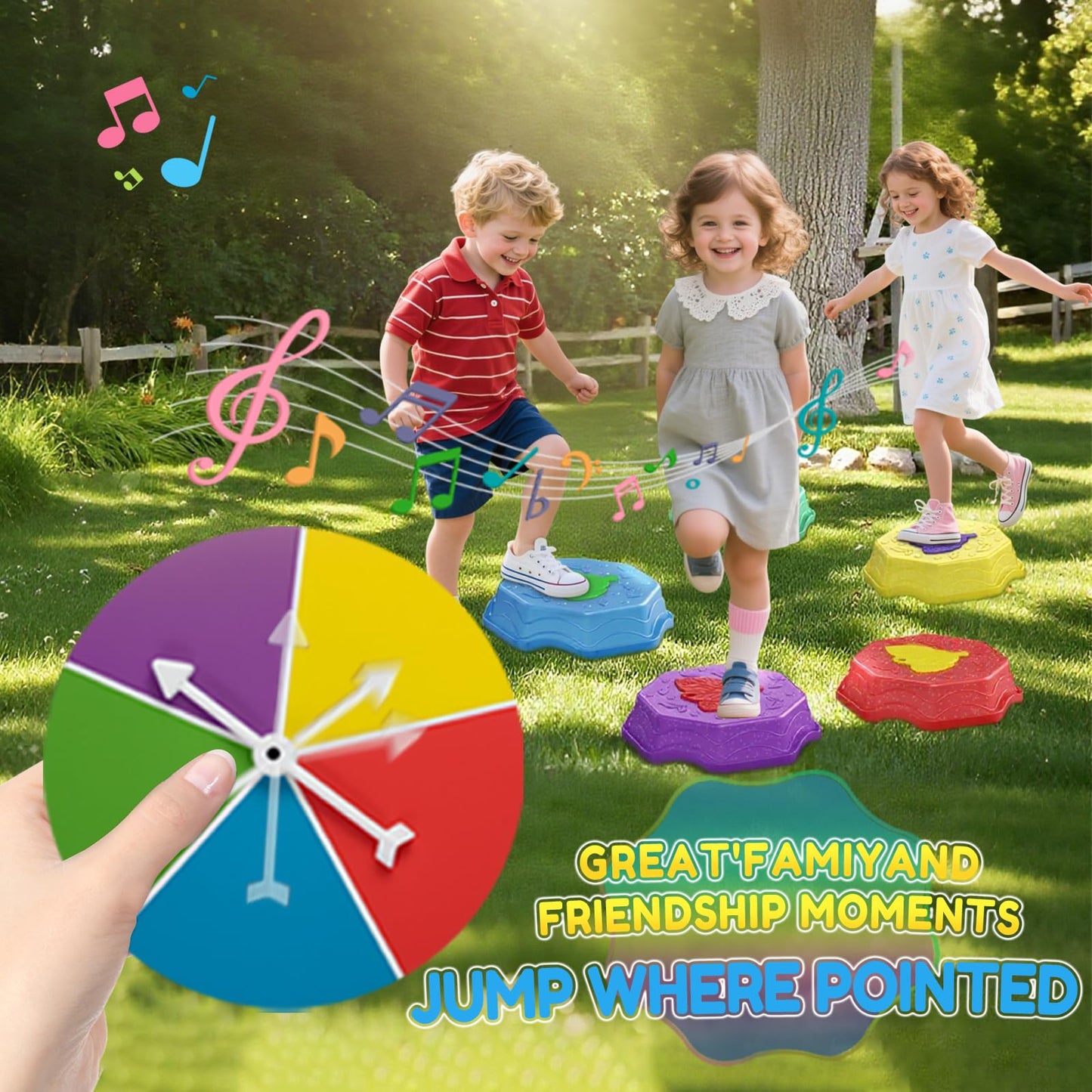 ABVSAB Stepping Stones for Kids with Light & Music,Toddler Sensory Toy for Obstacle Course Coordination，4 Year Old Girl Birthday Easter Gifts for Kids Boys Girls 3+