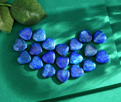 QINJIEJIE 20PCS Lapis Lazuli Heart Stones Crystals Bulk Love Shaped Worry Stone Heart Rock Pocket Gemstones Polished Palm Gems Crystal Reiki Balancing Wholesale Cute Stone Decor Gift