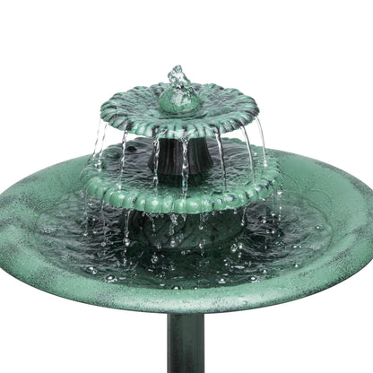 Alpine Corporation 35" Tall 3-Tier Outdoor Pedestal Water Fountain – Durable Resin Cascading Water Feature and Birdbath for Garden, Patio, Deck, and Backyard, Green