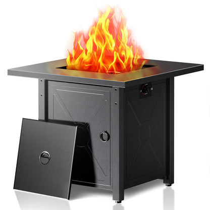 Electactic 28 Inch Propane Fire Pit, 3-in-1 Multi-Use Outdoor Fire Pit Table, 50,000 BTU Steel Gas Fire Pit with Lid & Lava Rock, Add Warmth and Ambience for Patio Deck Garden, Outdoor Gatherings