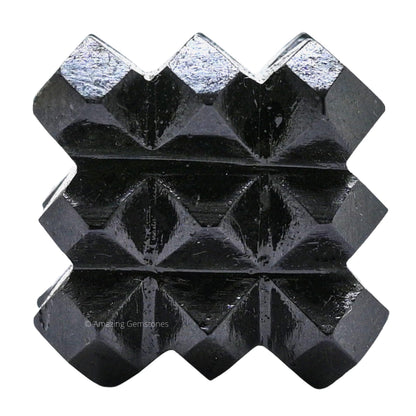 Amazing Gemstone Black Tourmaline Crystal Cube with 54 Pyramid - 1" Mini Lemurian Pyramid Cube Figurine of Natural Stone Pyramid for Meditation, Reiki, Chakra Balancing Vastu Pooja and Crystal Grids