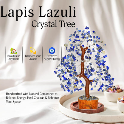 YATSKIA Lapis Lazuli Crystal - Crystal Tree - Feng Shui Decor - Tree of Life - Meditation Accessories - Desk Decorations, Spirtual Things, Good Luck Gifts