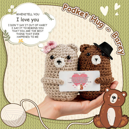 WenmthG Bear Couple Crochet Gift – Handmade Knitted Bear Lovers – Wedding Engagement for Couples, Husband Wife, Boyfriend Girlfriend