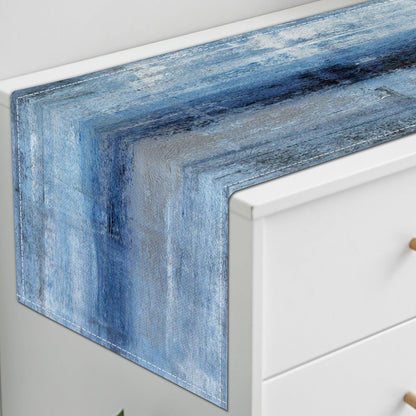 Blue Grey Table Runners Modern Art Farmhouse Linen Table Runners Dresser Scarves Retro Rustic Style for Party Kitchen Dining Table Coffee Holiday Party Decor (Blue Grey, 13"x 71")