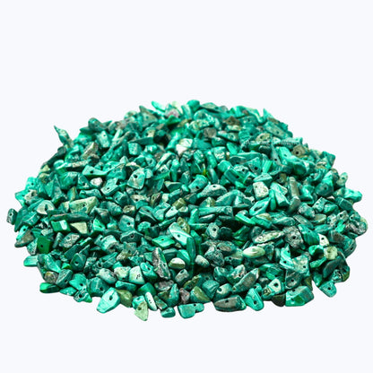 Malachite Pre Drilled Crystal Crushed Chips Beads for Bracelets Making, DIY Handmade Natural Healing Crystals (25 Inch Strand)