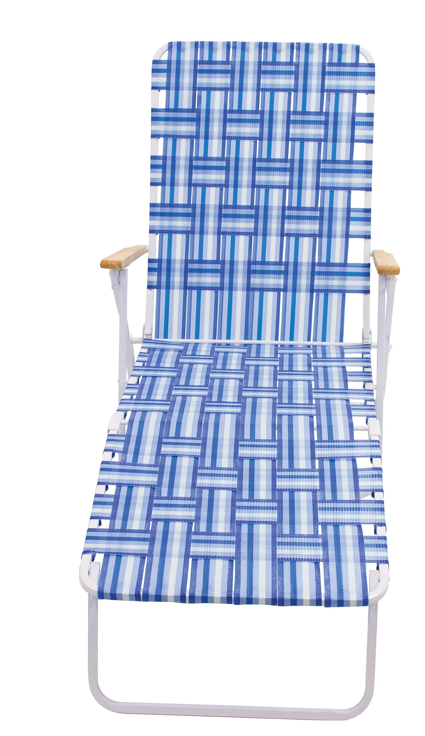 Camp & GO 4-Position Folding Web Lawn Chair Outdoor Lounger, Blue/White undefined/White