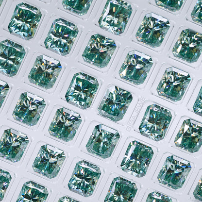 Radiant Cut 2.0ct VVS1 Blue Green Moissanite Loose Gemstones for Jewelry Making With Certificate