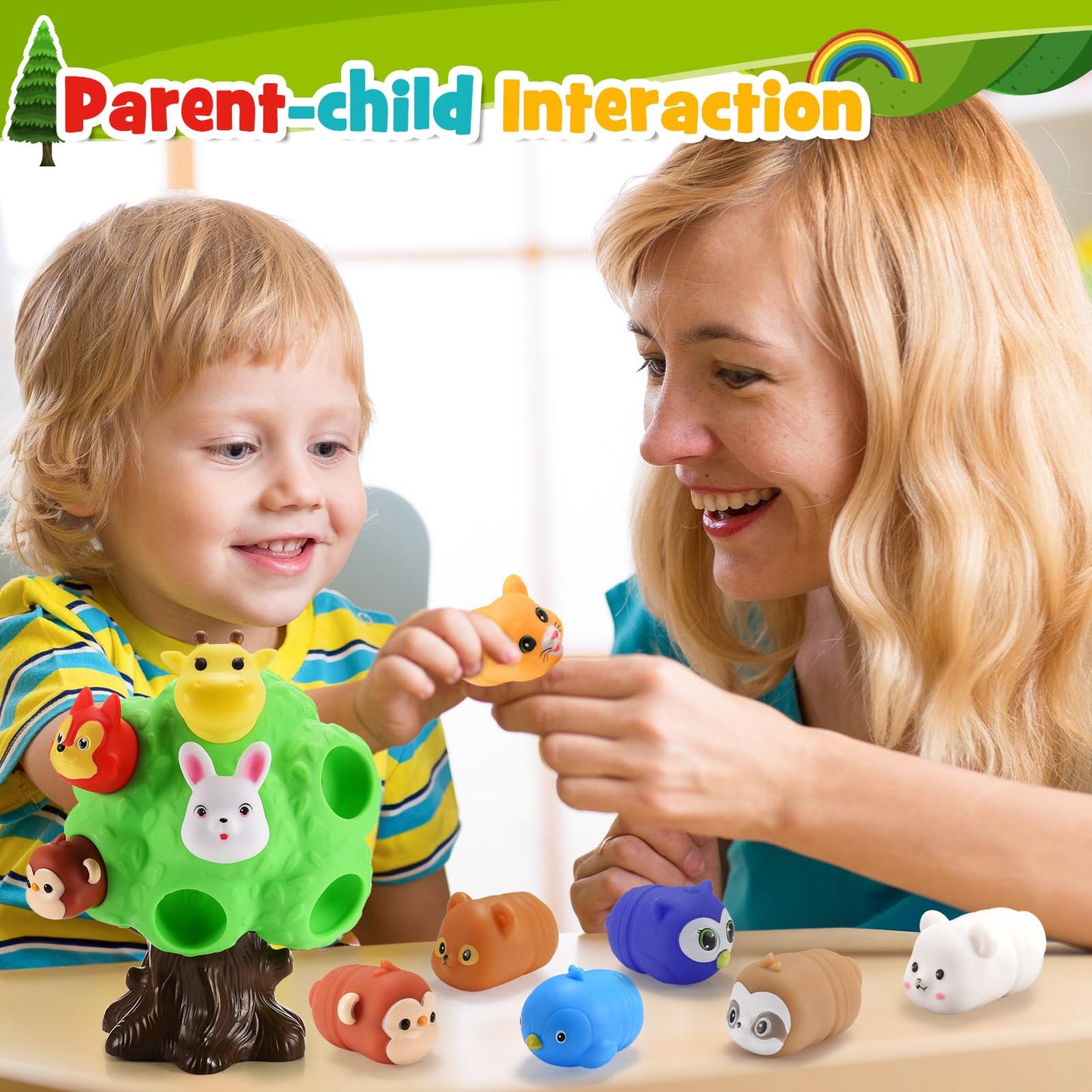 SnapGlowz Gifts for 1-5 Year Old Boys, Toddler Toys Farm Animal Learning Toy for Toddlers 1-6 Forest Animal Playset Montessori Toys for 2-6 Girls Sensory Easter Birthday Gifts for Boys