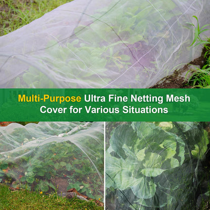 NONMON Garden Netting, 2 Pack 10x33Ft Ultra Fine Mesh Insect Netting Pest Barrier Protection Plant Row Cover Mosquito Netting for Vegetable Fruits Blueberry Bushes Flowers Crops Raised Bed