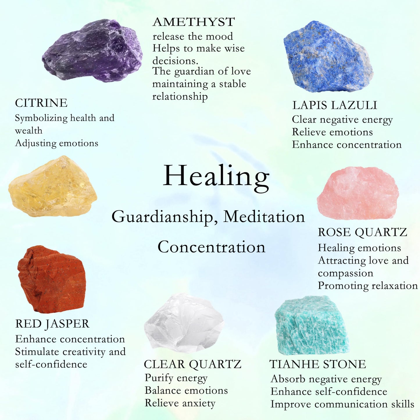 Healing Crystals for Beginners – 7 Chakra Stones and Crystals Healing Collection -Including Amethyst, Rose Quartz, Lapis Lazuli, etc.with Guide Book, Natural Raw Crystals for Meditation