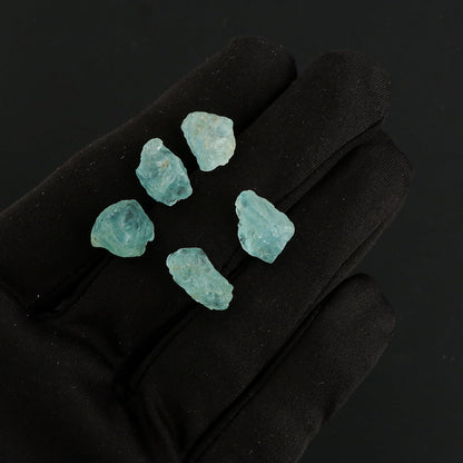 CRYSTALIS Wholesale 5pcs Natural Sea Aquamarine, Loose Gemstone Bulk Rough Jewelry Making Supply, Chakra & Healing Raw Stones, Wire Wrapping, DIY, Gem Collection