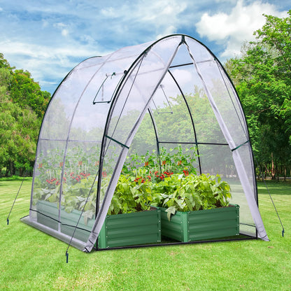 Ohuhu Portable Tunnel Greenhouse Outdoor: Heavy Duty Walk in Green House with Mesh Windows Durable Plastic PE Cover for Outside, 5.9x5.9x6.6 FT, White