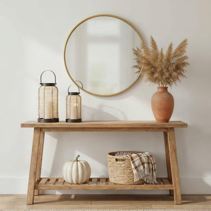 Natural Rattan Boho Lanterns - Handcrafted Chic Decor to Enhance Your Home - Modern Farmhouse Beauty Perfect for Any Living Room, Patio & Porch, Indoor and Outdoor Coffee Table or Kitchen Dining Table