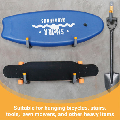 BFPeaky 9.8" Ladder Hooks for Garage Wall, 6PC Garage Storage Hooks with Jumbo Arm, Heavy Duty Large Hooks for Tools, Bikes, Chairs, and Outdoor Organization
