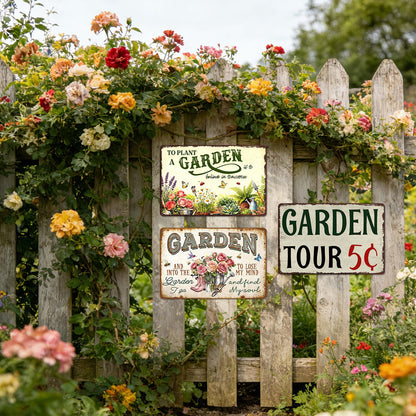 Garden Signs for Outside Gardening Gifts for Plant Lovers Women Metal Garden Tin Sign Wall Art Decor And Into The Garden I Go To Lose My Mind And Find My Soul Sign Funny Flower Yard Signs 8x12 Inch