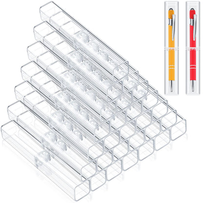 Spakon 40 Pieces Pen Gift Boxes, Acrylic Plastic Pen Cases Storage Plastic Pencil Box Case Transparent Pencil Container for Student School Office Supply