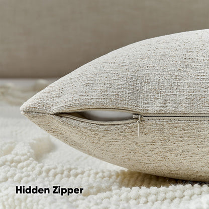 FUTEI Natural Linen Chenille Decorative Throw Pillow Covers 18x18 Inch Set of 2,Soft Cozy Faux Linen Textured Cushion Case,Farmhouse Home Decor for Couch Living Room