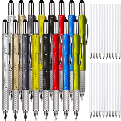 Zhanmai 16 Pcs Multitool Pens 6 in 1 Multi-tool Pen Set for Father's Day Bulk Tool Pen Gifts with Screwdriver Refills Ruler Level Gauge for Adult Men Dad Husband Birthday (Multi-color)