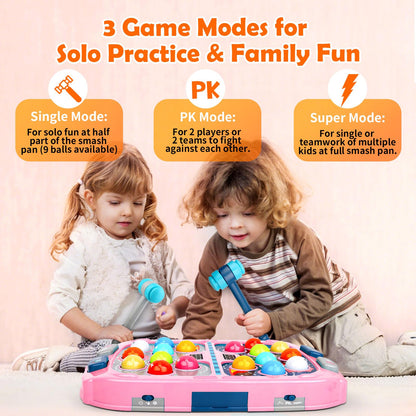 WAYKEE Whack a Game Mole, Toys for Ages 3-4 5-7 8-12 Girls Boys, Whack Game for Toddlers, Gifts for 3 4 5 6+ Year Old Girls Boys, Early Learning Educational Toys with 2 Hammers Sound & Light