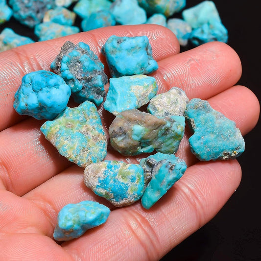 GEMKORA 30 carats Genuine Raw Turquoise Stone, Loose Gemstone and Crystals, Wholesale Lot, Blue Rough Crystals, Turquoise Rock, Jewelry Making Supplies, DIY & Crafts, 5 to 7pcs
