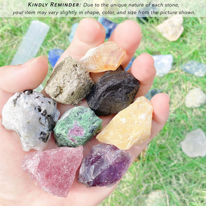 32 Natural Crystals and Healing Stones with Guide, Real Raw Crystals Set for Crystal Healing, Chakra, Meditation, Home Decor, Bulk Rough Stone Collection